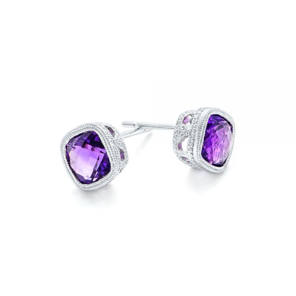  Platinum Platinum Amethyst Stud Earrings - Front View -  102655