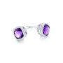 14k White Gold Amethyst Stud Earrings - Front View -  102655 - Thumbnail