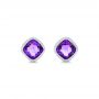 14k White Gold Amethyst Stud Earrings - Three-Quarter View -  102655 - Thumbnail