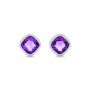 18k White Gold 18k White Gold Amethyst Stud Earrings - Three-Quarter View -  102655 - Thumbnail