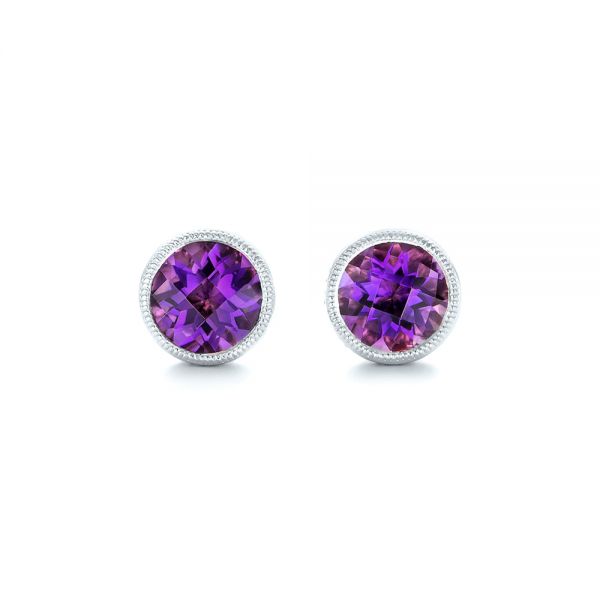  Platinum Platinum Amethyst Stud Earrings - Three-Quarter View -  102661