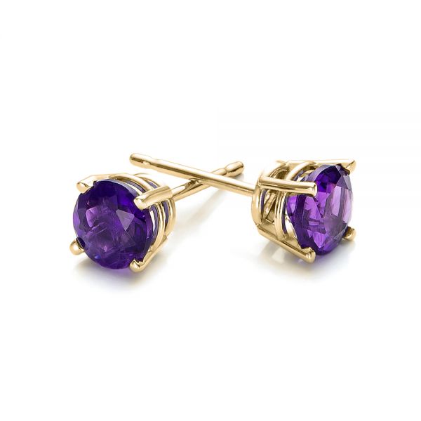 14k Yellow Gold 14k Yellow Gold Amethyst Stud Earrings - Front View - 100927