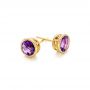 18k Yellow Gold 18k Yellow Gold Amethyst Stud Earrings - Front View -  102661 - Thumbnail