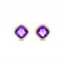 18k Yellow Gold 18k Yellow Gold Amethyst Stud Earrings - Three-Quarter View -  102655 - Thumbnail