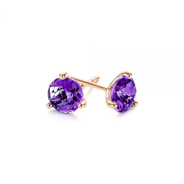 14k Rose Gold 14k Rose Gold Amethyst Stud Martini Earrings - Front View - 106397