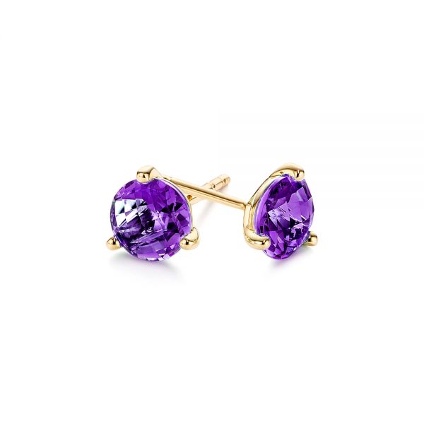 18k Yellow Gold 18k Yellow Gold Amethyst Stud Martini Earrings - Front View -  106397