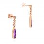 14k Rose Gold Amethyst And Diamond Drop Earrings - Front View -  105394 - Thumbnail