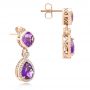 14k Rose Gold 14k Rose Gold Amethyst And Diamond Drop Earrings - Front View -  107267 - Thumbnail