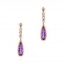 14k Rose Gold Amethyst And Diamond Drop Earrings - Three-Quarter View -  105394 - Thumbnail