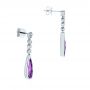 18k White Gold 18k White Gold Amethyst And Diamond Drop Earrings - Front View -  105394 - Thumbnail