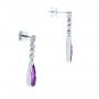  Platinum Platinum Amethyst And Diamond Drop Earrings - Front View -  105394 - Thumbnail