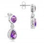 14k White Gold Amethyst And Diamond Drop Earrings - Front View -  107267 - Thumbnail