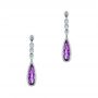 14k White Gold 14k White Gold Amethyst And Diamond Drop Earrings - Three-Quarter View -  105394 - Thumbnail