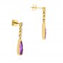14k Yellow Gold 14k Yellow Gold Amethyst And Diamond Drop Earrings - Front View -  105394 - Thumbnail