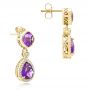 18k Yellow Gold 18k Yellow Gold Amethyst And Diamond Drop Earrings - Front View -  107267 - Thumbnail