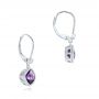 14k White Gold 14k White Gold Amethyst And Diamond Earrings - Front View -  102656 - Thumbnail