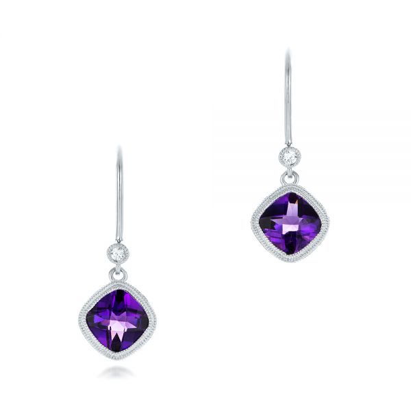 Amethyst and Diamond Earrings - Image