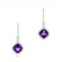 18k White Gold 18k White Gold Amethyst And Diamond Earrings - Three-Quarter View -  102656 - Thumbnail