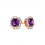 14k Rose Gold Amethyst And Diamond Halo Earrings - Front View -  103539 - Thumbnail