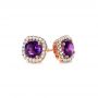 18k Rose Gold 18k Rose Gold Amethyst And Diamond Halo Earrings - Front View -  103539 - Thumbnail