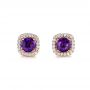 14k Rose Gold Amethyst And Diamond Halo Earrings - Three-Quarter View -  103539 - Thumbnail