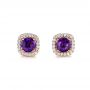 18k Rose Gold 18k Rose Gold Amethyst And Diamond Halo Earrings - Three-Quarter View -  103539 - Thumbnail