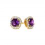 18k Yellow Gold 18k Yellow Gold Amethyst And Diamond Halo Earrings - Front View -  103539 - Thumbnail