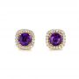 14k Yellow Gold 14k Yellow Gold Amethyst And Diamond Halo Earrings - Three-Quarter View -  103539 - Thumbnail