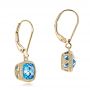 14k Yellow Gold 14k Yellow Gold Antique Cushion Blue Topaz Earrings - Front View -  100459 - Thumbnail