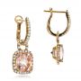 14k Yellow Gold 14k Yellow Gold Antique Cushion Morganite And Diamond Halo Earrings - Front View -  100455 - Thumbnail