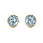 18k Yellow Gold 18k Yellow Gold Aquamarine Bezel Set Stud Earrings - Three-Quarter View -  101030 - Thumbnail