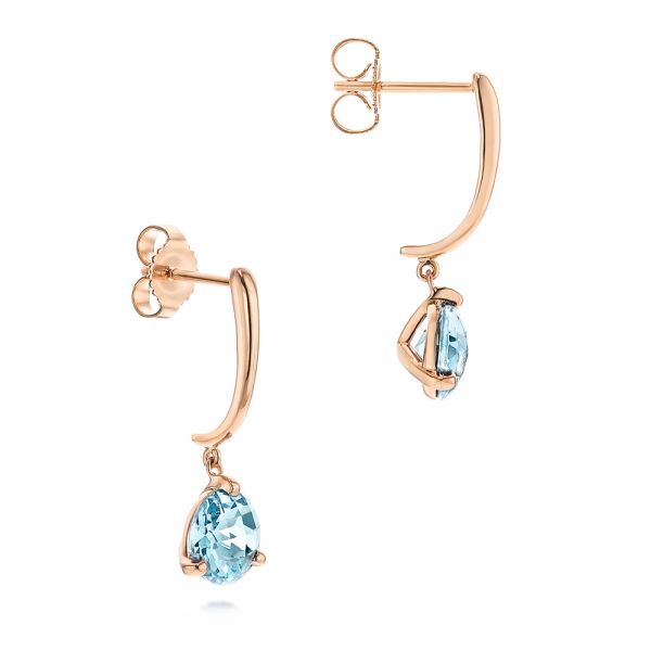 18k Rose Gold 18k Rose Gold Aquamarine Dangle Earrings - Front View -  106388