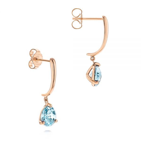 14k Rose Gold 14k Rose Gold Aquamarine Dangle Earrings - Front View -  106388