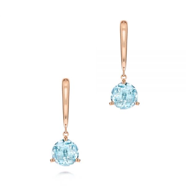 18k Rose Gold 18k Rose Gold Aquamarine Dangle Earrings - Three-Quarter View -  106388