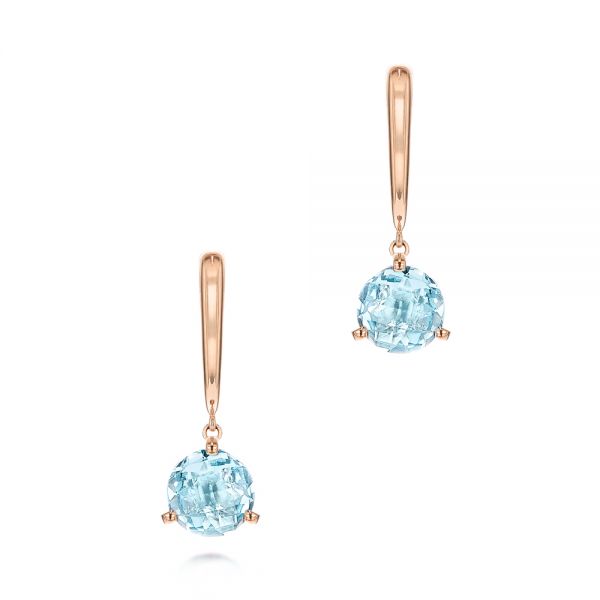 14k Rose Gold 14k Rose Gold Aquamarine Dangle Earrings - Three-Quarter View -  106388