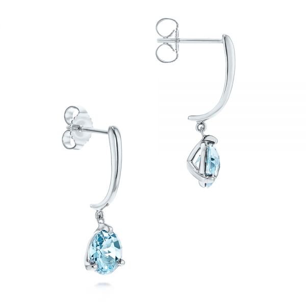 14k White Gold 14k White Gold Aquamarine Dangle Earrings - Front View - 106388