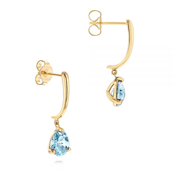 18k Yellow Gold 18k Yellow Gold Aquamarine Dangle Earrings - Front View -  106388