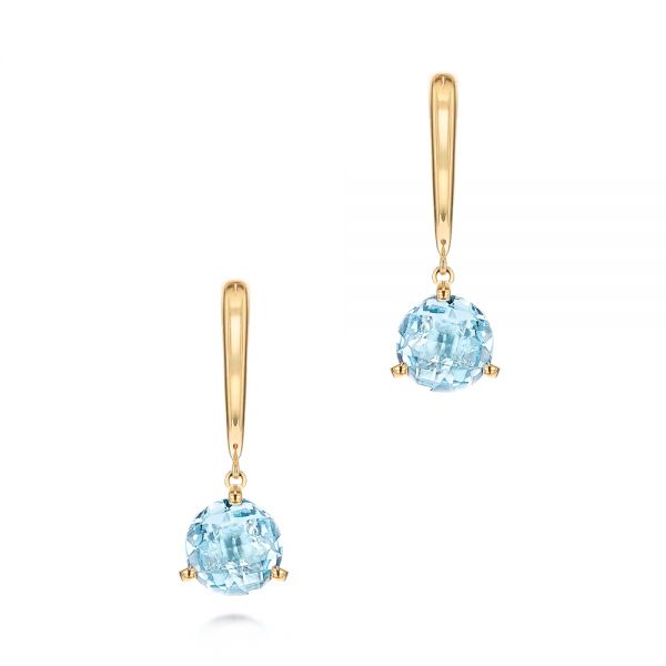 18k Yellow Gold 18k Yellow Gold Aquamarine Dangle Earrings - Three-Quarter View -  106388