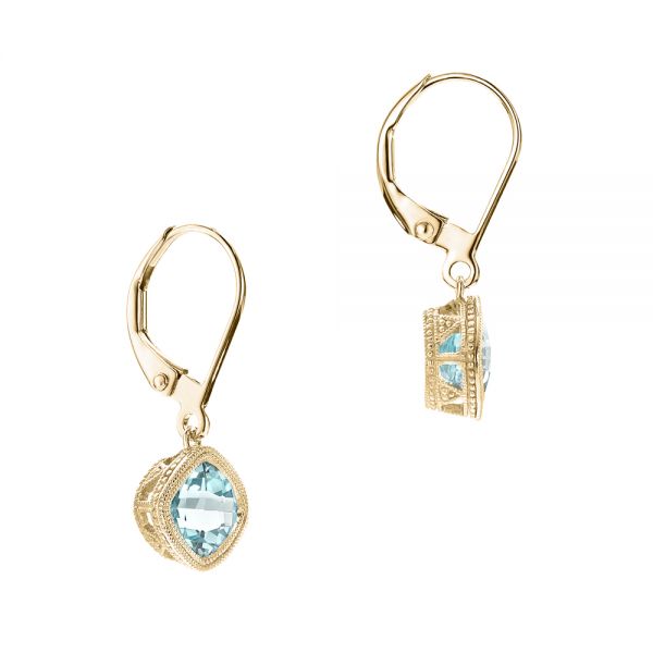 18k Yellow Gold 18k Yellow Gold Aquamarine Drop Earrings - Front View -  103300