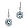 14k White Gold Aquamarine Drop Halo Earrings - Three-Quarter View -  100981 - Thumbnail