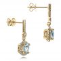 14k Yellow Gold 14k Yellow Gold Aquamarine Drop Halo Earrings - Front View -  100981 - Thumbnail