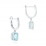 14k White Gold 14k White Gold Aquamarine Huggies - Front View -  106606 - Thumbnail