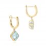 14k Yellow Gold 14k Yellow Gold Aquamarine Huggies - Front View -  106551 - Thumbnail