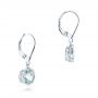 14k White Gold Aquamarine Leverback Earrings - Front View -  102513 - Thumbnail