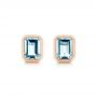 14k Rose Gold 14k Rose Gold Aquamarine Stud Earrings - Three-Quarter View -  105414 - Thumbnail