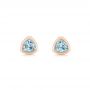 14k Rose Gold 14k Rose Gold Aquamarine Stud Earrings - Three-Quarter View -  106051 - Thumbnail