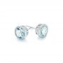 14k White Gold Aquamarine Stud Earrings - Front View -  102665 - Thumbnail