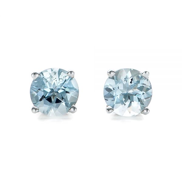  Platinum Platinum Aquamarine Stud Earrings - Three-Quarter View -  100943