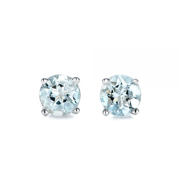  Platinum Platinum Aquamarine Stud Earrings - Three-Quarter View -  100944