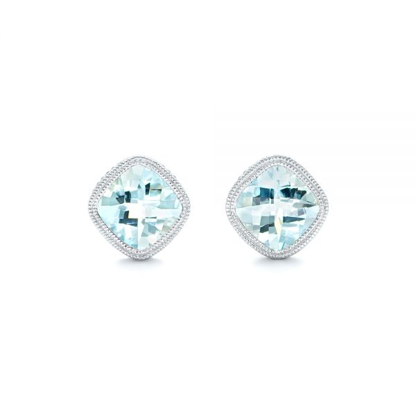  Platinum Platinum Aquamarine Stud Earrings - Three-Quarter View -  102632